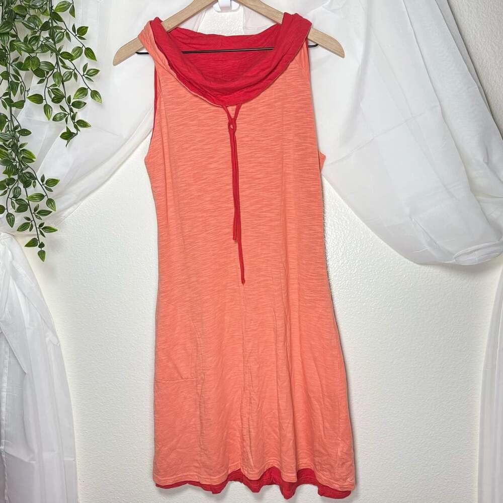 Kuhl Reversible Sleeveless Cowl Neck Dress with Drawstring Coral Orange Red